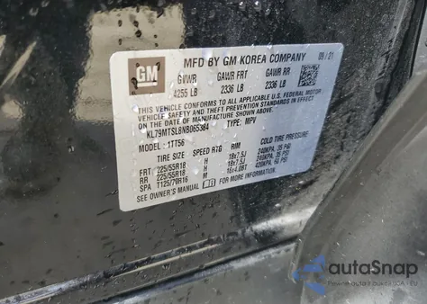 2022 Chevrolet Trailblazer Rs from USA, damaged, VIN KL79MTSL8NB065384